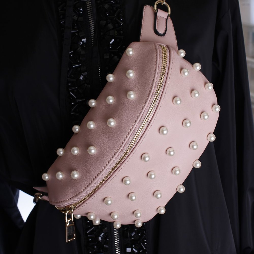 Pearl fanny pack Light Pink purse over the shoulder bag Blush NEW